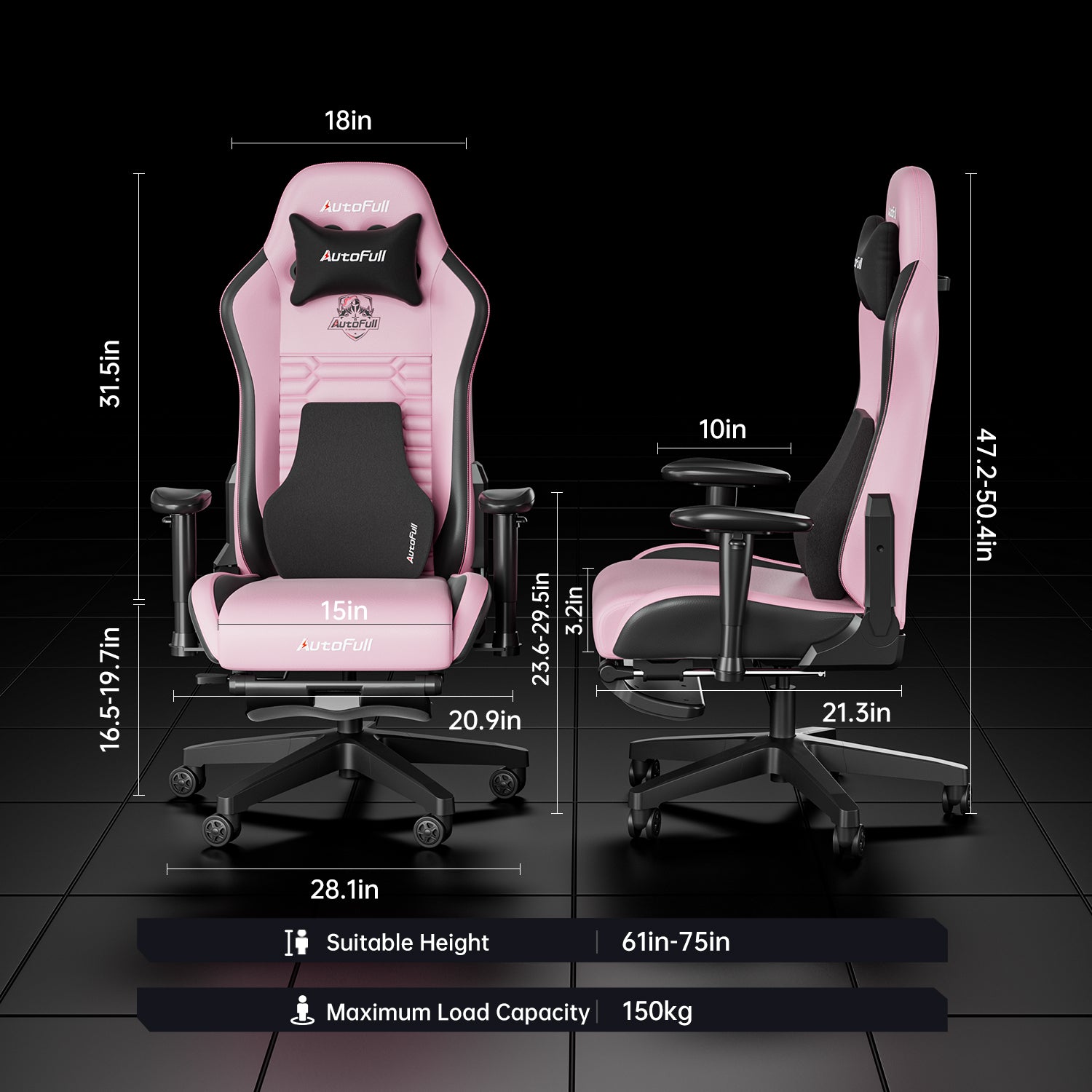 AutoFull C3 gaming chair with Ergonomic Lumbar Pillow