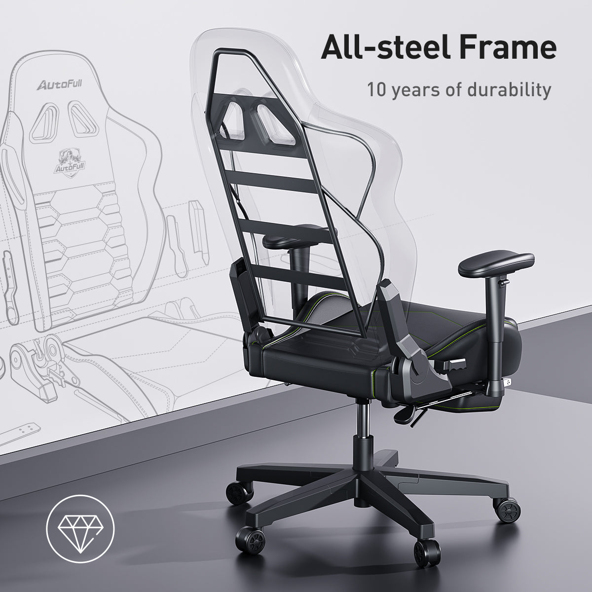 AutoFull C3 gaming chair with Ergonomic Lumbar Pillow