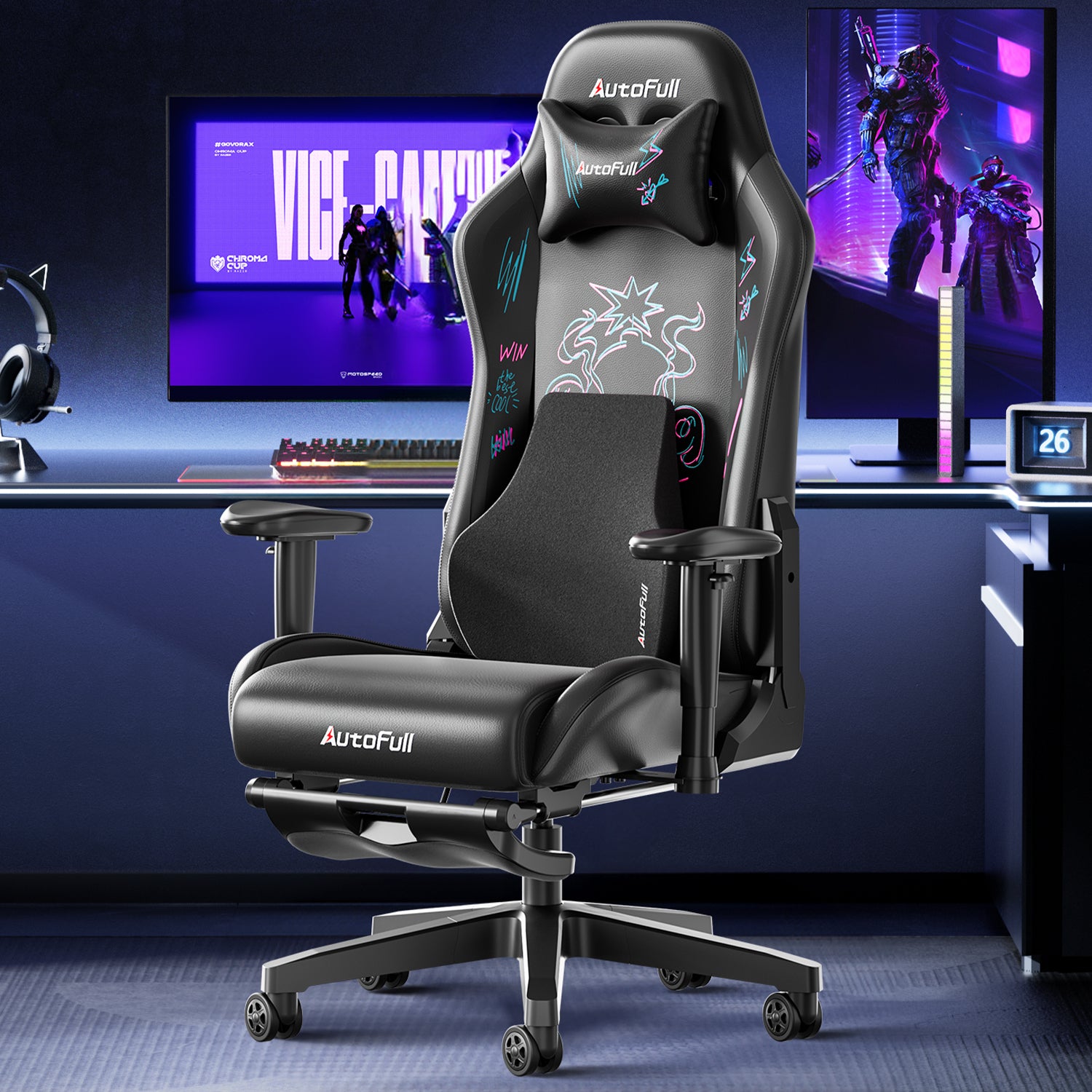 AutoFull C3 gaming chair with Ergonomic Lumbar Pillow
