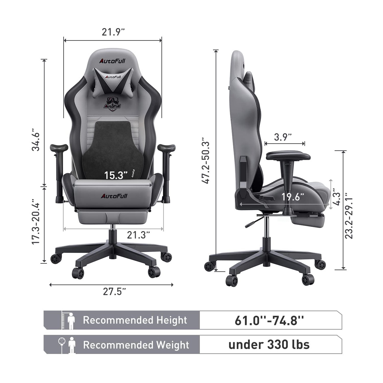 AutoFull C3 gaming chair with Ergonomic Lumbar Pillow