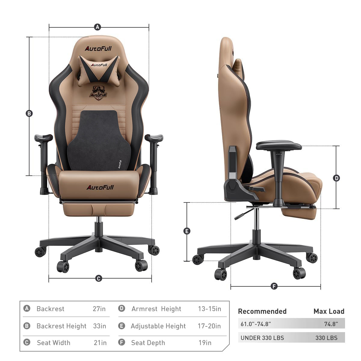 AutoFull C3 Gaming Chair-Brown